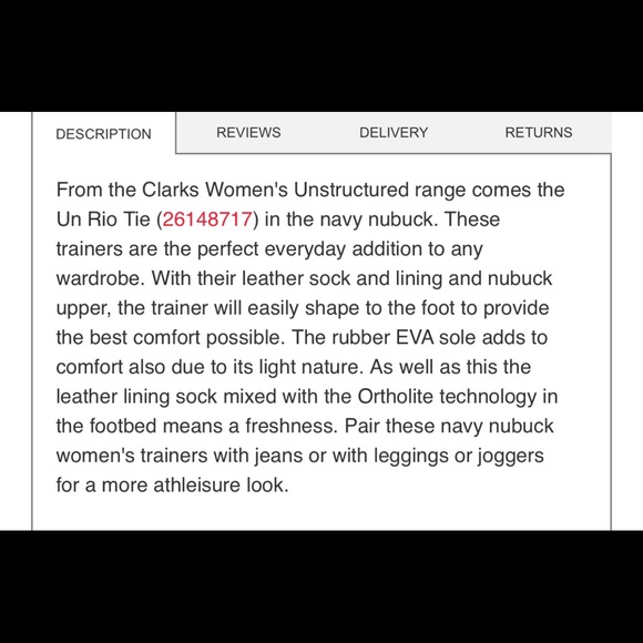 Clarks Womens Un Rio Tie Navy Nubuck Lace-Up Trainers - Picture 4 of 7